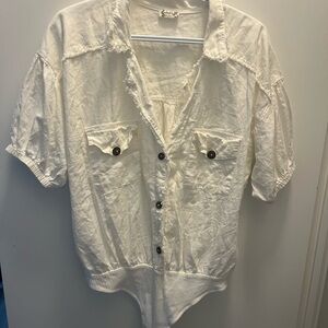 White Button-Up Shirt free people